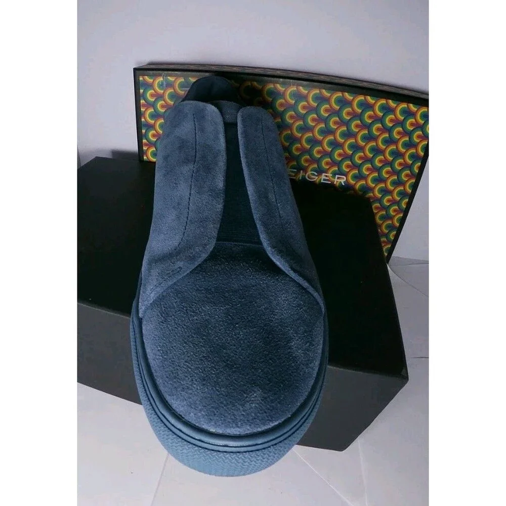 Kurt Geiger London Men's Lennon Slip on Blue Suede Sneakers Us 13 Used with box
